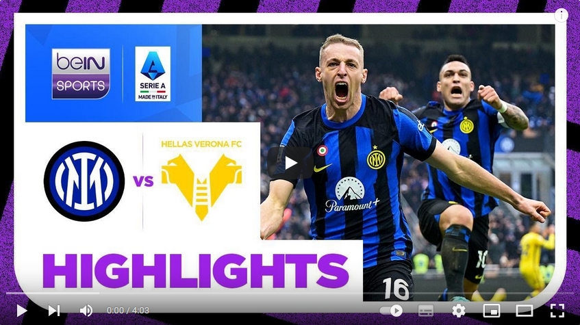 คลิปไฮไลท์กัลโช่ เซเรียอา อิตาลี อินเตอร์ มิลาน 2 - 1 เวโรน่า