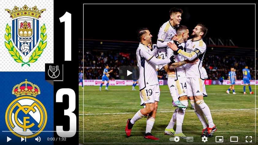 คลิปไฮไลท์โคปา เดลเรย์ สเปน อารันดิน่า 1 - 3 เรอัล มาดริด