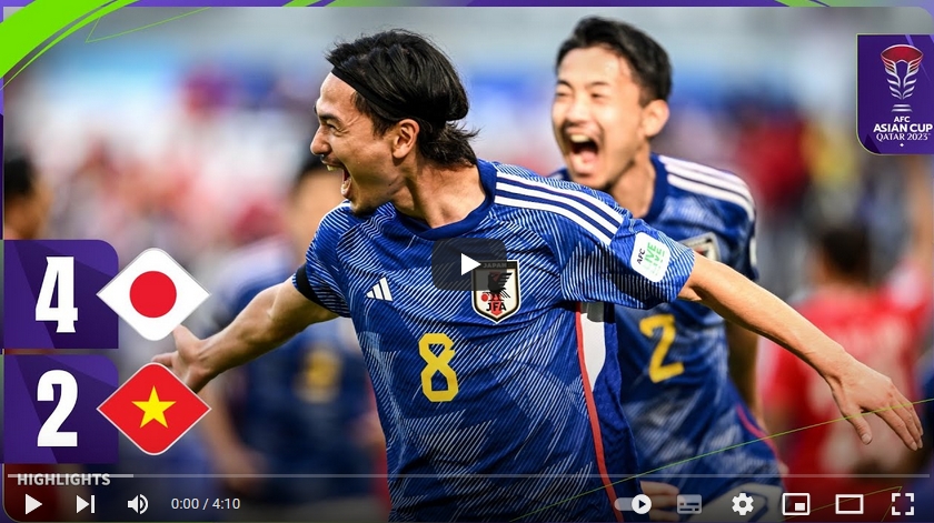 คลิปไฮไลท์เอเชี่ยน คัพ ญี่ปุ่น 4 - 2 เวียดนาม