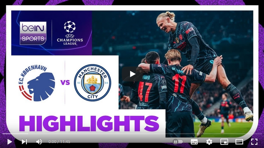 คลิปไฮไลท์ยูฟ่า แชมเปี้ยนส์ ลีก เอฟซี โคเปนเฮเกน 1 - 3 แมนเชสเตอร์ ซิตี้