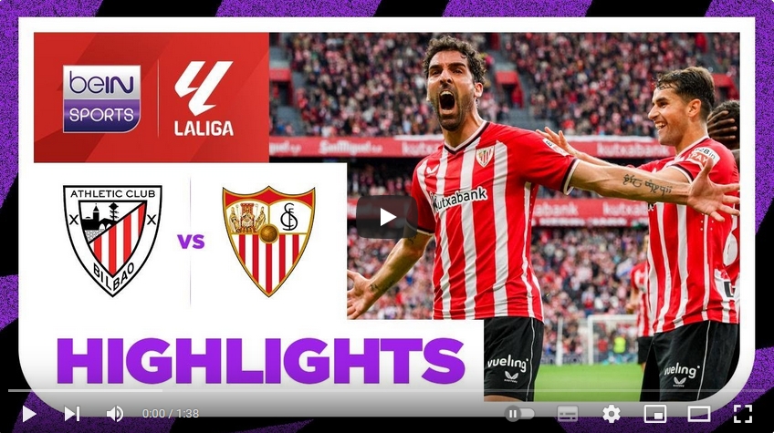 คลิปไฮไลท์ลาลีกา สเปน แอธเลติก บิลเบา 2 - 0 เซบีย่า