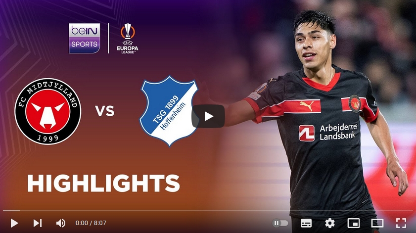 คลิปไฮไลท์ยูฟ่า ยูโรปาลีก มิดทิลแลนด์ 1 - 1 ทีเอสจี ฮอฟเฟนไฮม์