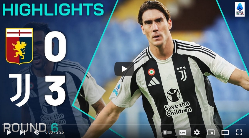 คลิปไฮไลท์กัลโช่ เซเรียอา อิตาลี เจนัว 0 - 3 ยูเวนตุส
