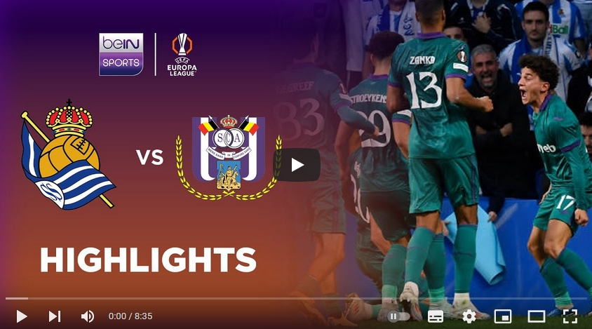คลิปไฮไลท์ยูฟ่า ยูโรปาลีก เรอัล โซเซียดาด 1 - 2 อันเดอร์เลชท์