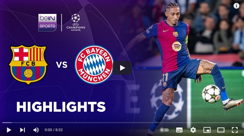 คลิปไฮไลท์ยูฟ่า แชมเปี้ยนส์ ลีก บาร์เซโลน่า 4 - 1 บาเยิร์น มิวนิค