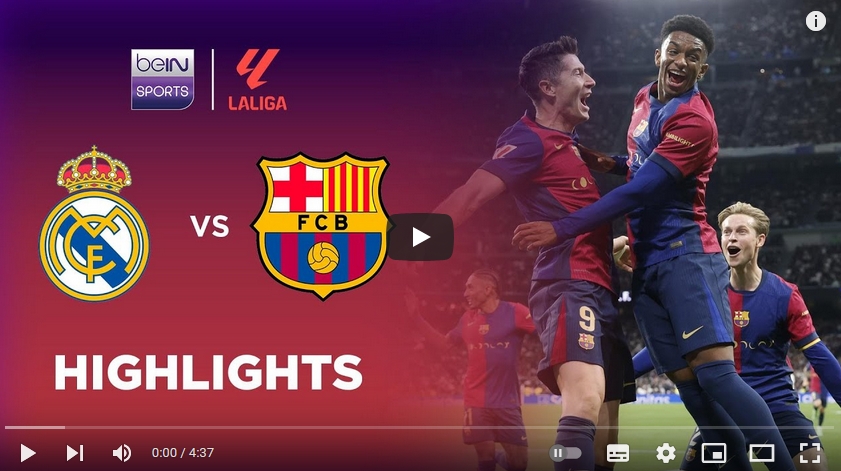 คลิปไฮไลท์ลาลีกา สเปน เรอัล มาดริด 0 - 4 บาร์เซโลน่า