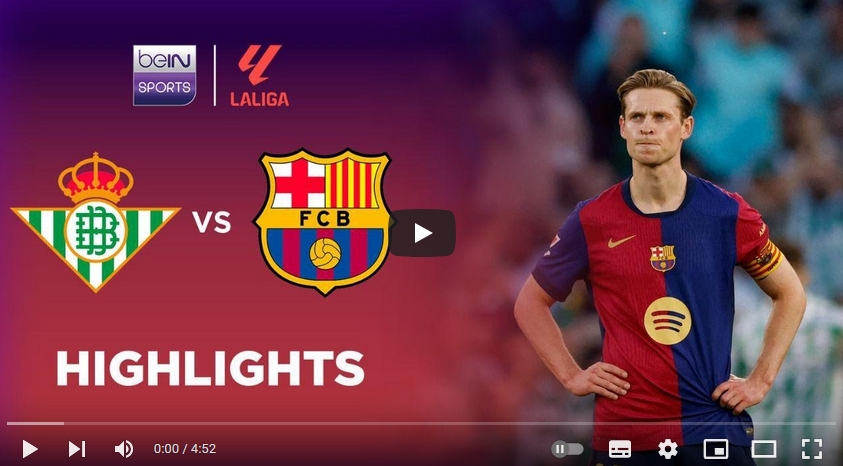 คลิปไฮไลท์ลาลีกา สเปน เรอัล เบติส 2 - 2 บาร์เซโลน่า