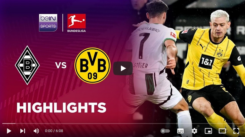 คลิปไฮไลท์บุนเดสลีกา เยอรมัน โบรุสเซีย มึนเช่นกลัดบัค 1 - 1 โบรุสเซีย ดอร์ทมุนด์