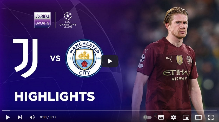 คลิปไฮไลท์ยูฟ่า แชมเปี้ยนส์ ลีก ยูเวนตุส 2 - 0 แมนเชสเตอร์ ซิตี้