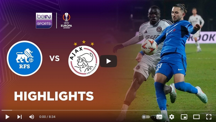 คลิปไฮไลท์ยูฟ่า ยูโรปาลีก ริกาสฟุทโบลา สโกลา 1 - 0 อาแจกซ์ อัมสเตอร์ดัม