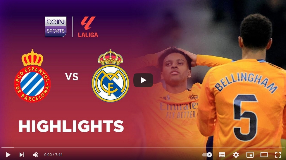 คลิปไฮไลท์ลาลีกา สเปน เอสปันญ่อล 1 - 0 เรอัล มาดริด