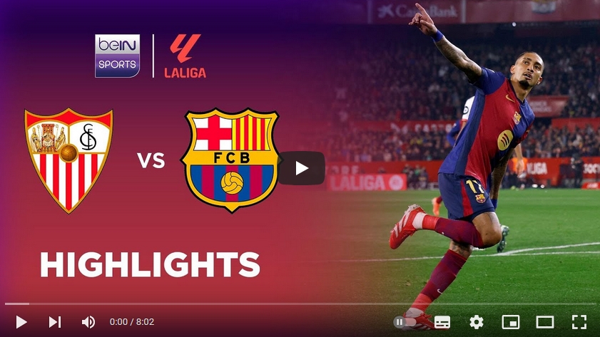 คลิปไฮไลท์ลาลีกา สเปน เซบีย่า 1 - 4 บาร์เซโลน่า