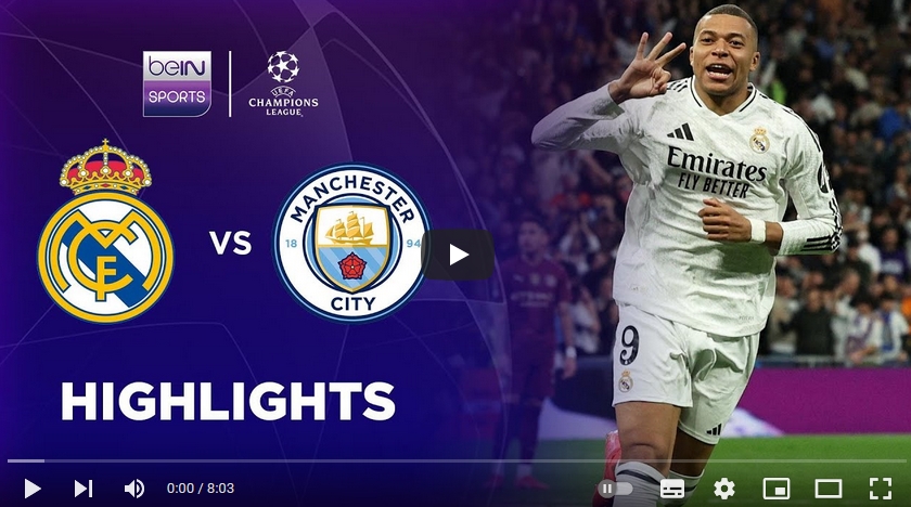 คลิปไฮไลท์ยูฟ่า แชมเปี้ยนส์ ลีก เรอัล มาดริด 3 - 1 แมนเชสเตอร์ ซิตี้