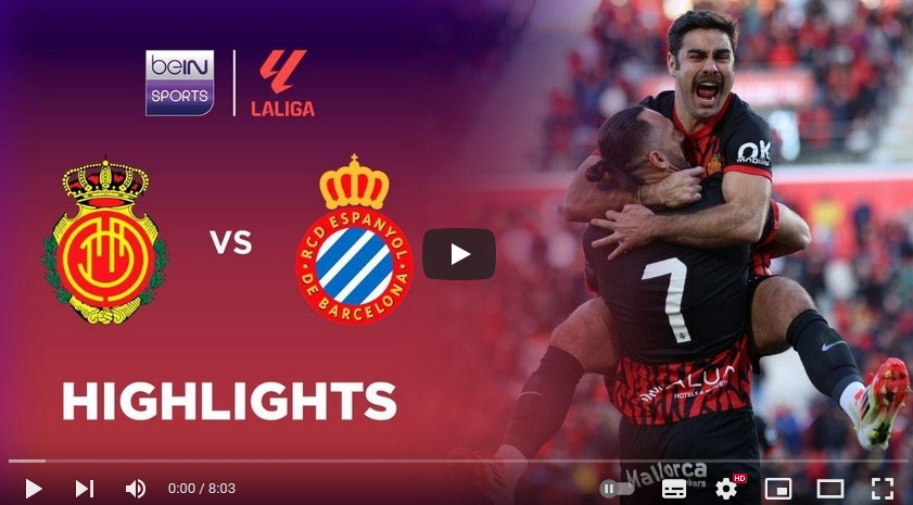 คลิปไฮไลท์ลาลีกา สเปน มายอร์ก้า 2 - 1 เอสปันญ่อล