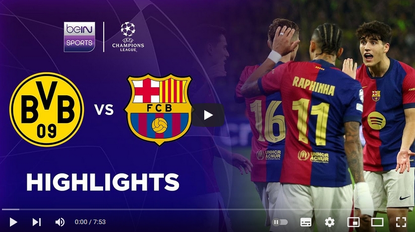 คลิปไฮไลท์ยูฟ่า แชมเปี้ยนส์ ลีก โบรุสเซีย ดอร์ทมุนด์ 3 - 1 บาร์เซโลน่า