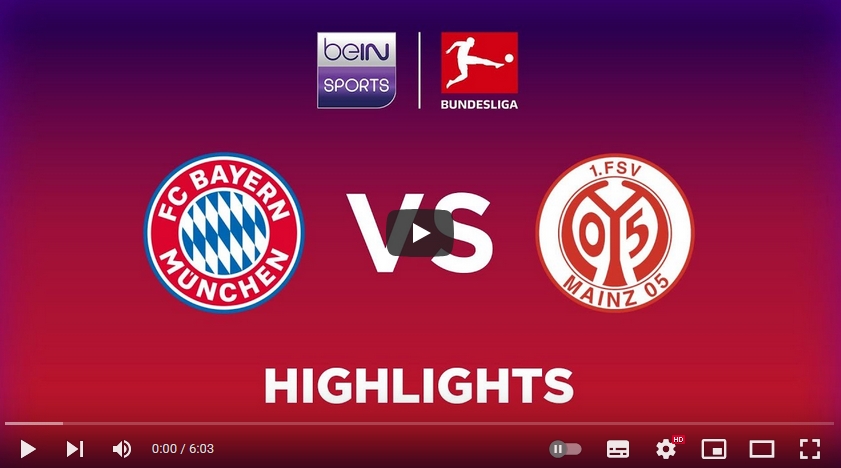 คลิปไฮไลท์บุนเดสลีกา เยอรมัน บาเยิร์น มิวนิค 3 - 0 เอฟเอสเฟา ไมนซ์ 05