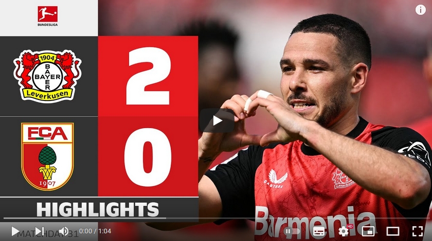 คลิปไฮไลท์บุนเดสลีกา เยอรมัน ไบเออร์  เลเวอร์คูเซ่น 2 - 0 เอาก์สบวร์ก