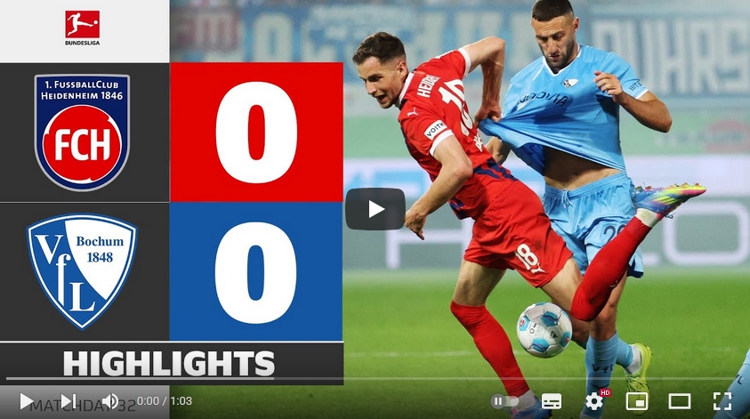 คลิปไฮไลท์บุนเดสลีกา เยอรมัน ไฮน์เดนเฮลม์ 0 - 0 เฟาเอฟแอล โบคุ่ม